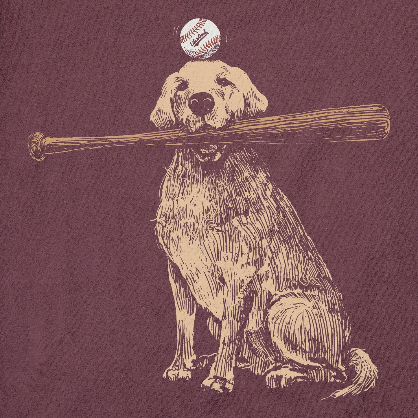 Men's Dog with Bat and Ball Short Sleeve Tee