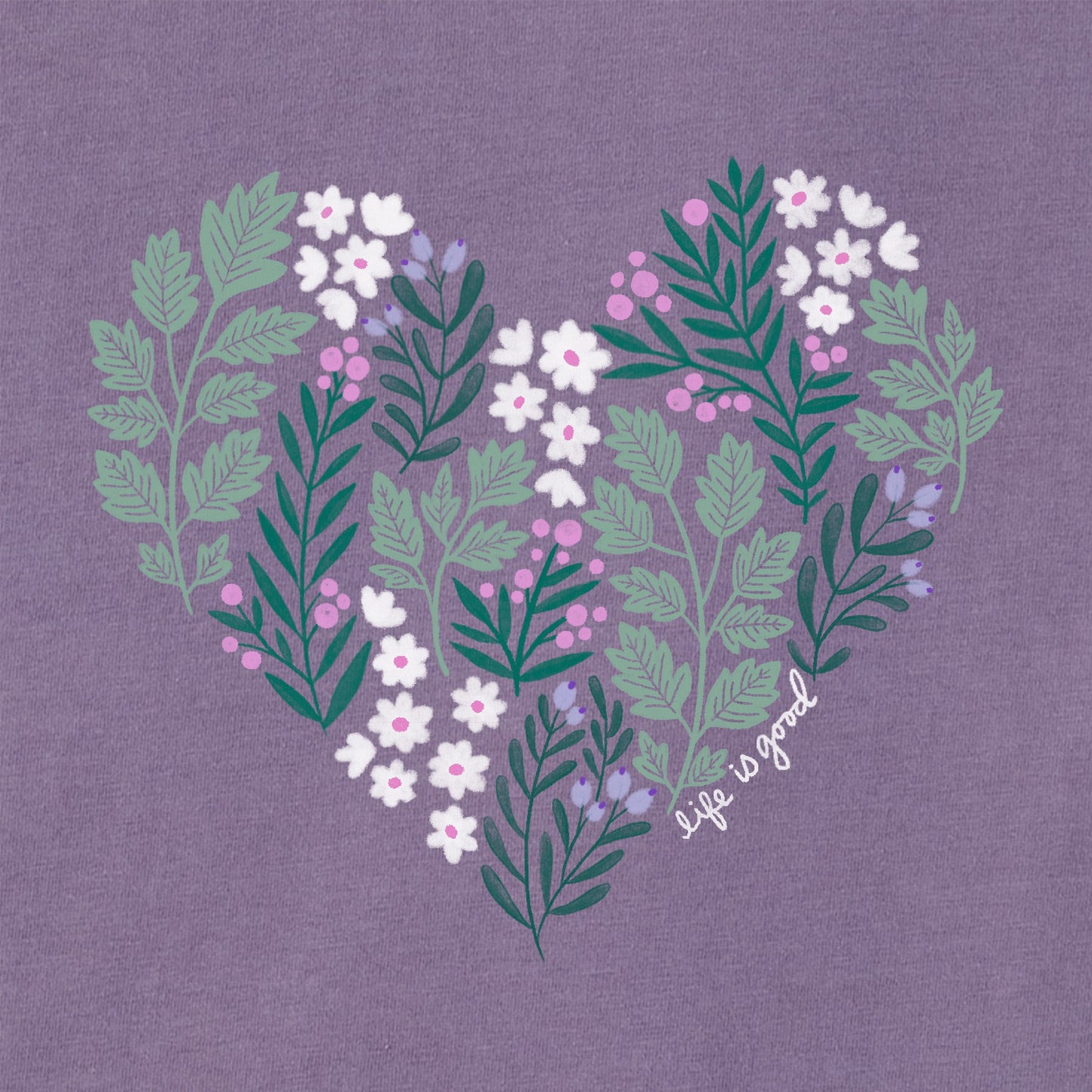 Women's Winter Flowers Heart Long Sleeve Crusher Vee