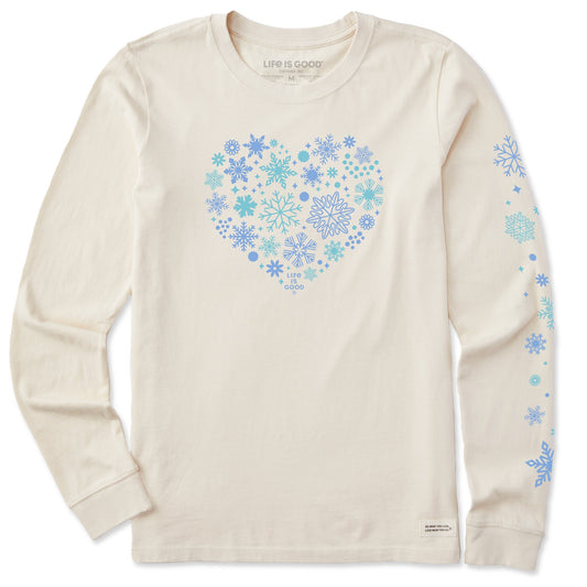 Women's Snowflake Heart Long Sleeve Crusher Tee