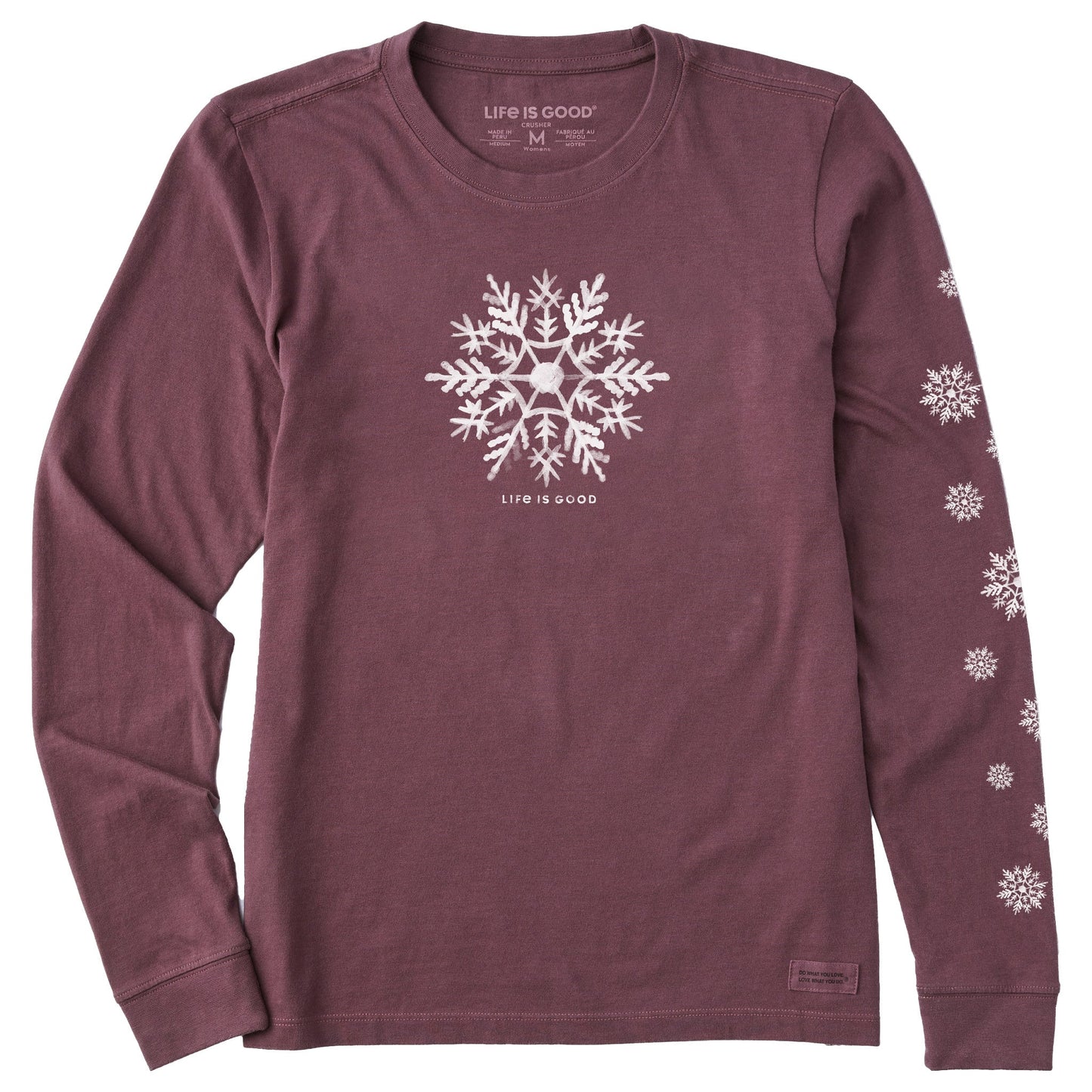 Women's Watercolor Snowflake Long Sleeve Crusher Tee