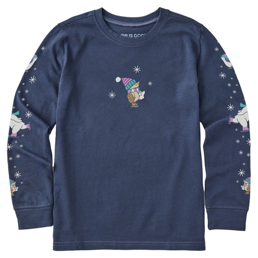 Kids Ice Skating Cuties Long Sleeve Crusher Tee