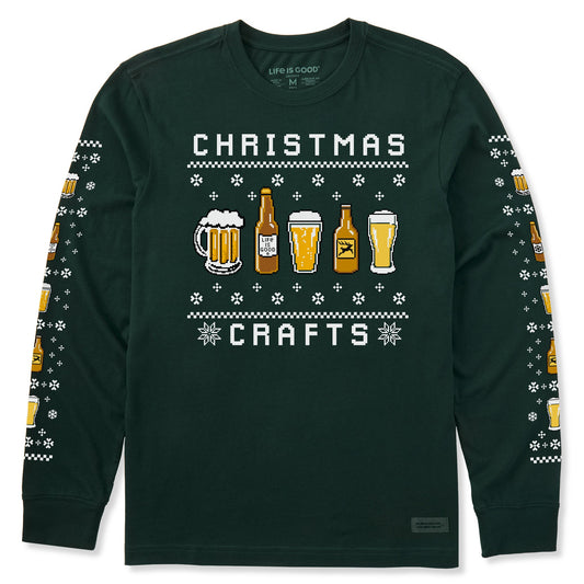 Men's Ugly Sweater Christmas Crafts Long Sleeve Crusher Tee