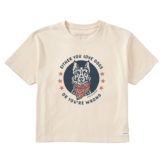 Women's Either You Love Dogs Bandana Short Sleeve Crusher Boxy Tee