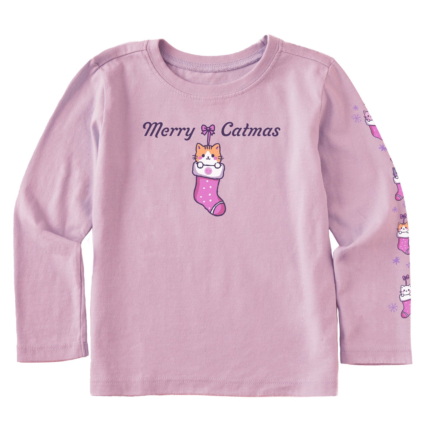 Toddler Merry Catmas Stocking Long Sleeve Crusher Tee