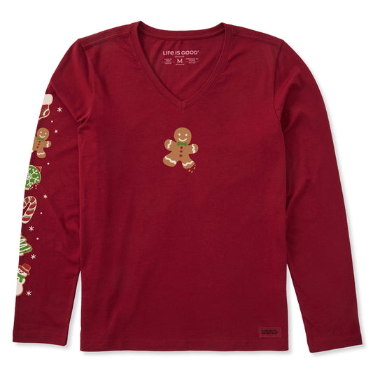 Women's Cookies for Santa Long Sleeve Crusher Vee