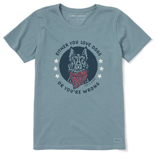 Women's Either You Love Dogs Bandana Short Sleeve Crusher Tee