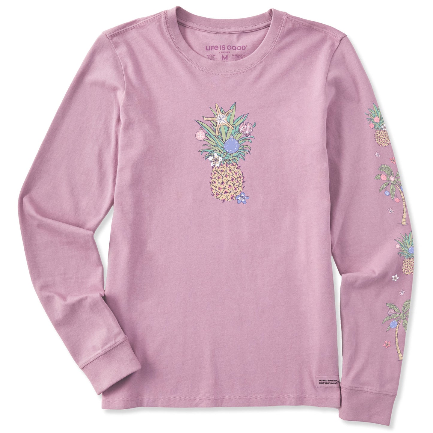 Women's Tropical Christmas Pineapple Long Sleeve Crusher Tee