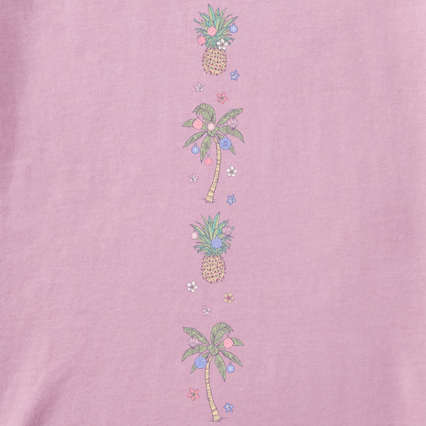 Women's Tropical Christmas Pineapple Long Sleeve Crusher Tee