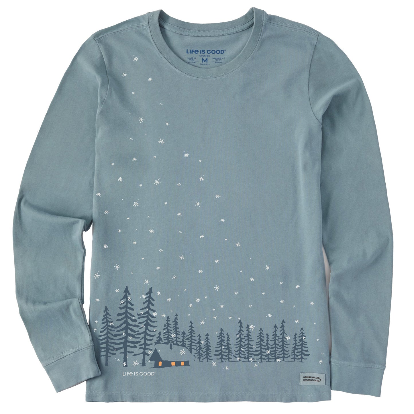 Women's Snowy Winter Cabin Long Sleeve Crusher Tee
