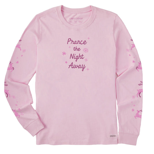 Women's Prance the Night Away Reindeer Long Sleeve Crusher Tee
