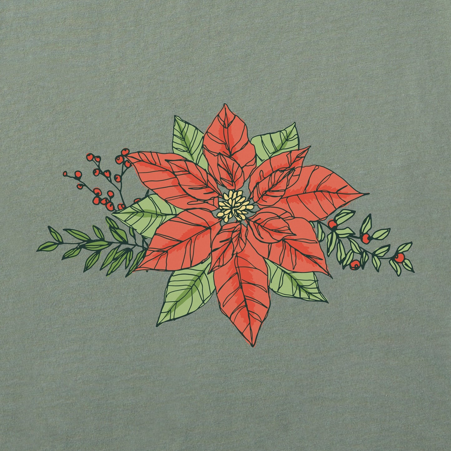 Women's Poinsettia Flowers Long Sleeve Crusher Tee