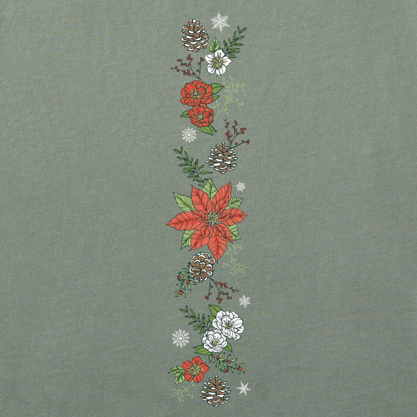 Women's Poinsettia Flowers Long Sleeve Crusher Tee