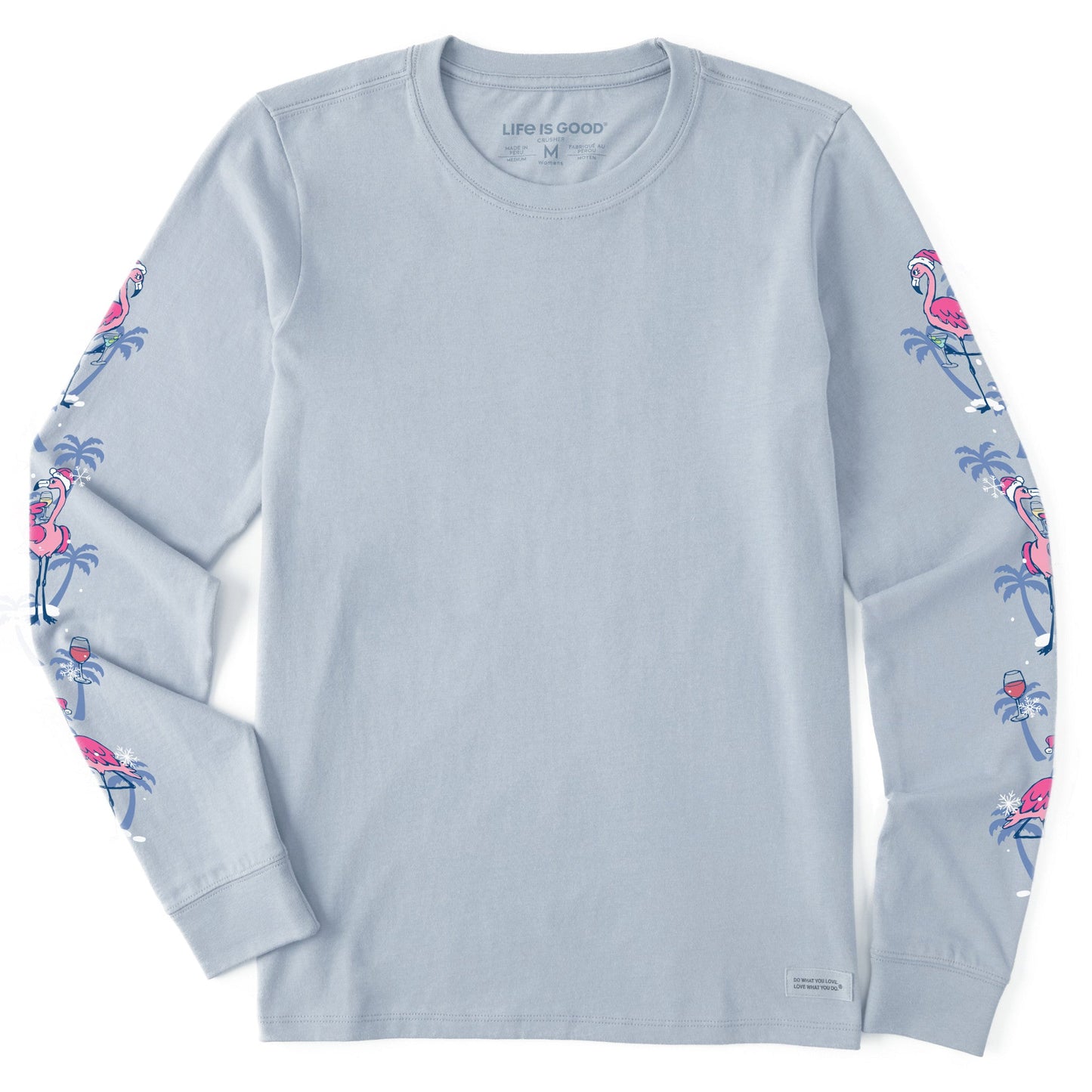 Women's Frosty Flamingos Long Sleeve Crusher Tee