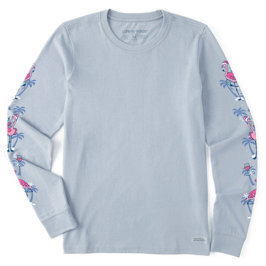 Women's Frosty Flamingos Long Sleeve Crusher Tee