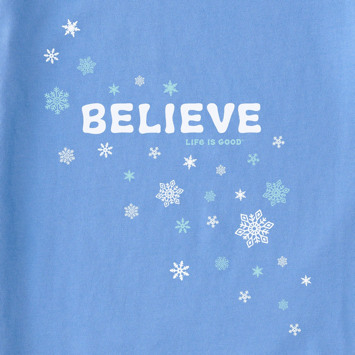 Women's Believe Falling Snowflakes Long Sleeve Crusher Tee