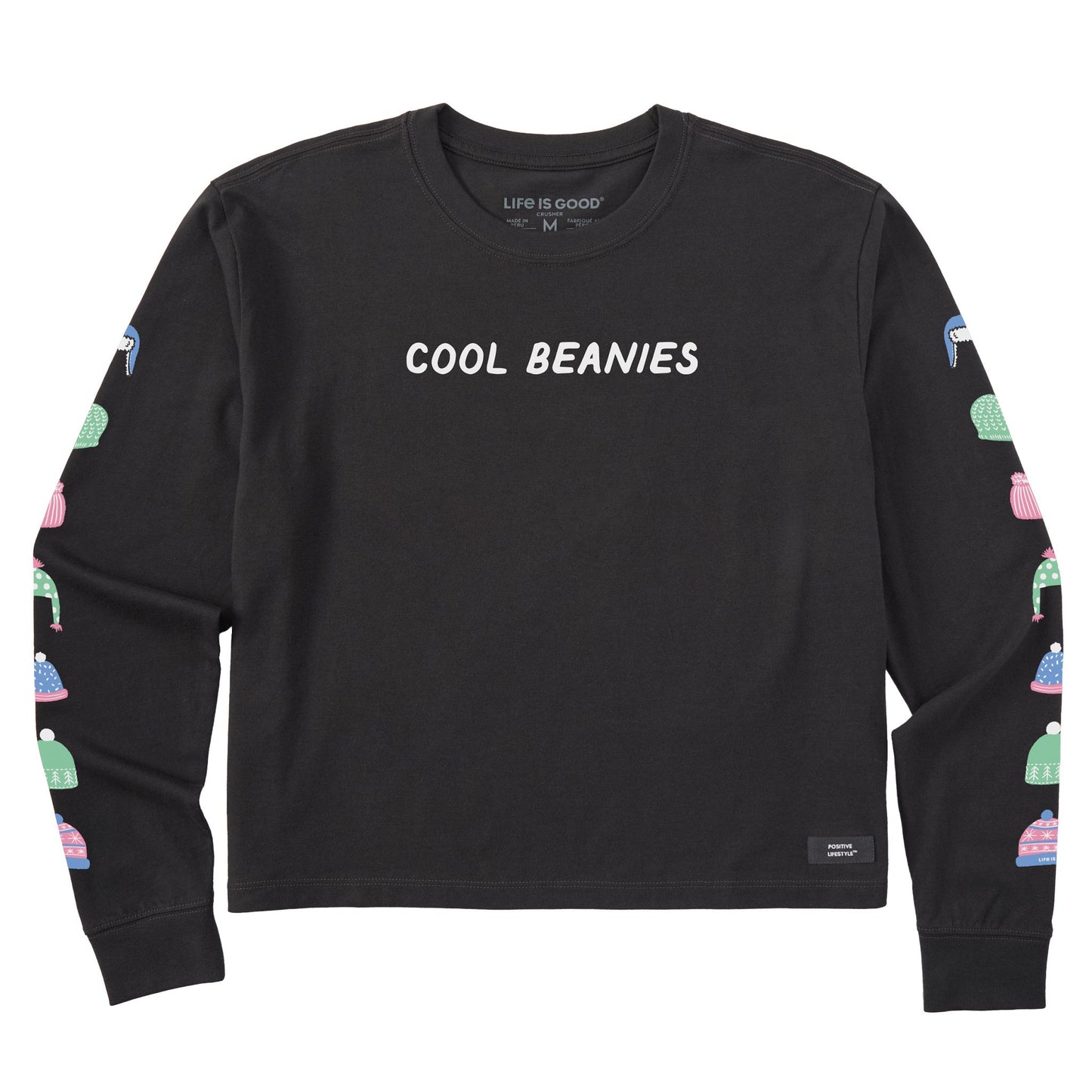 Women's Cool Beanie Hats Long Sleeve Crusher Boxy Tee