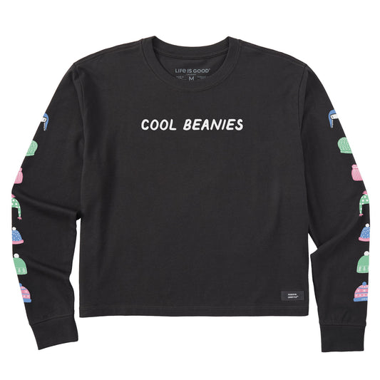 Women's Cool Beanie Hats Long Sleeve Crusher Boxy Tee