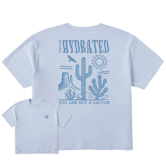 Women's Stay Hydrated Cactus Short Sleeve Crusher Boxy Tee