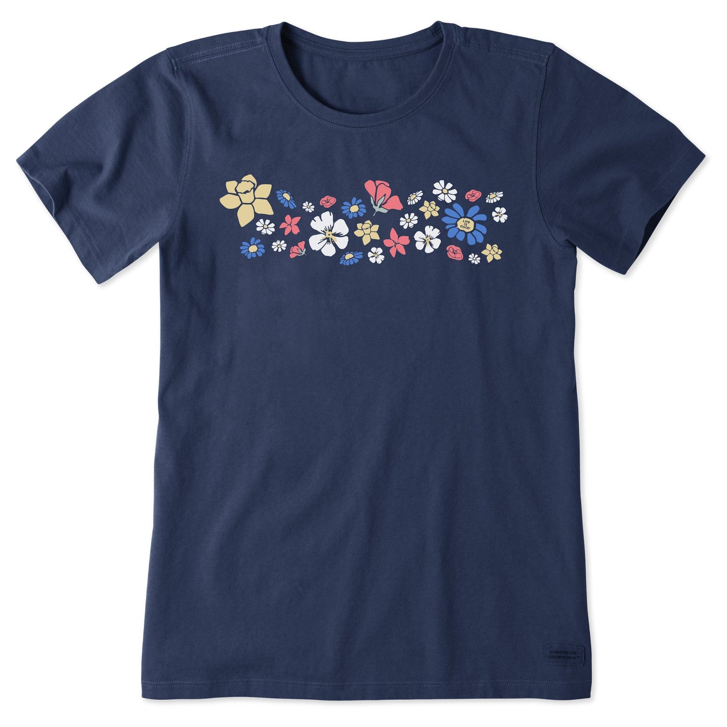Women's Spring Wildflowers Pattern Short Sleeve Crusher Tee