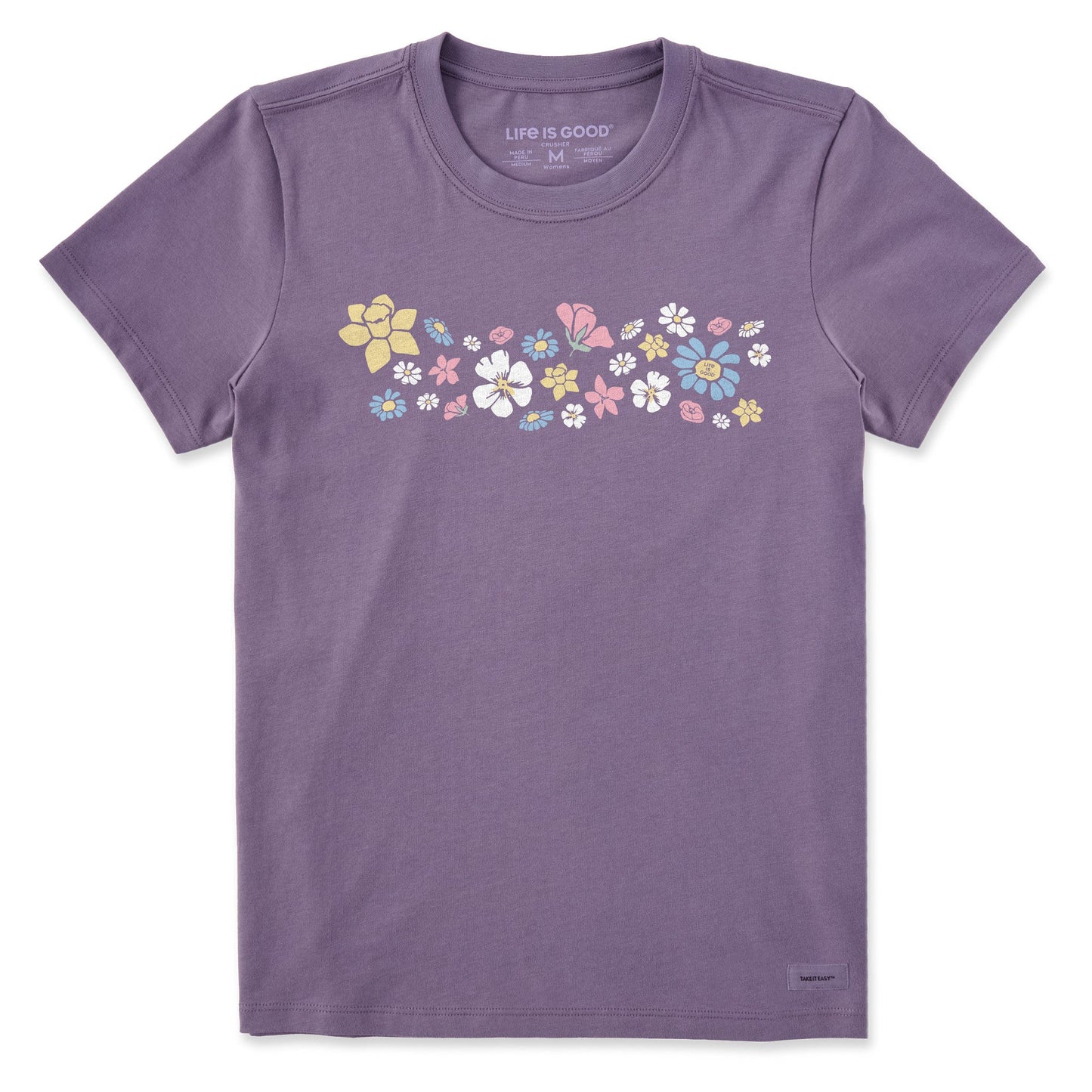 Women's Spring Wildflowers Pattern Short Sleeve Crusher Tee