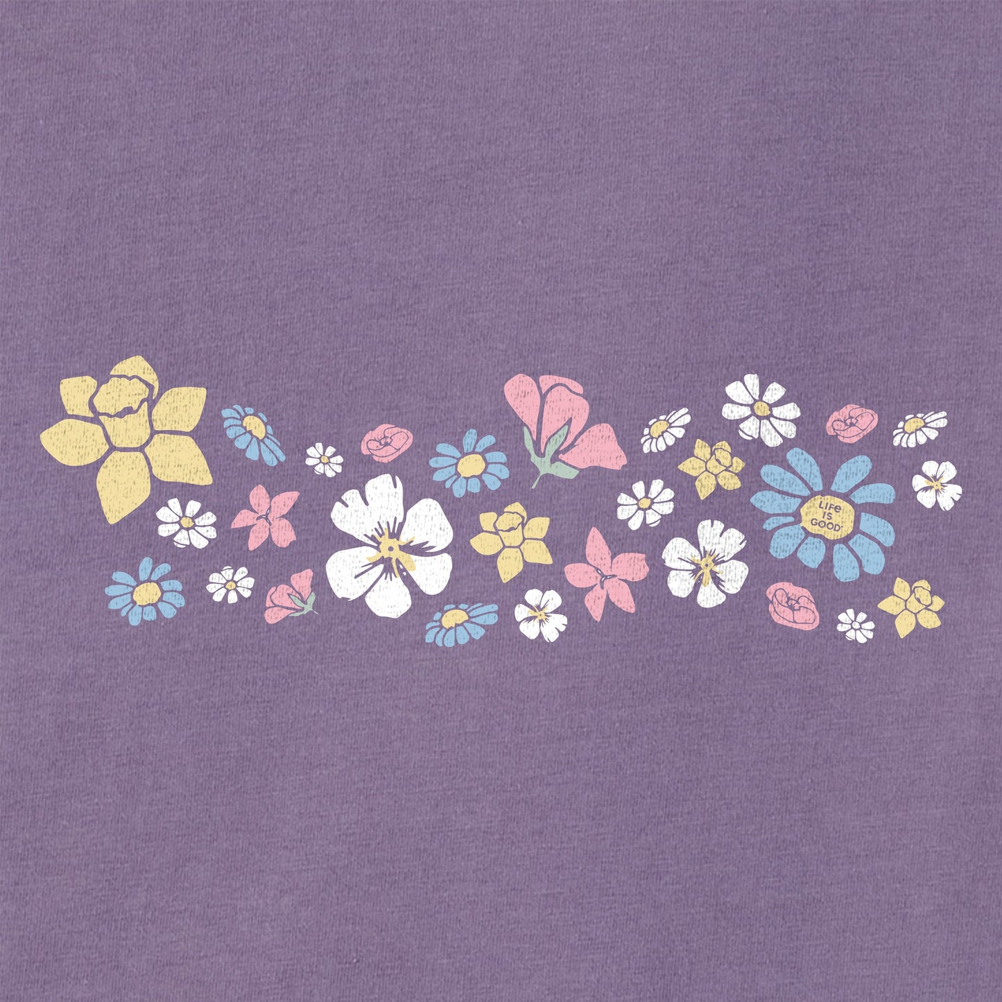 Women's Spring Wildflowers Pattern Short Sleeve Crusher Tee