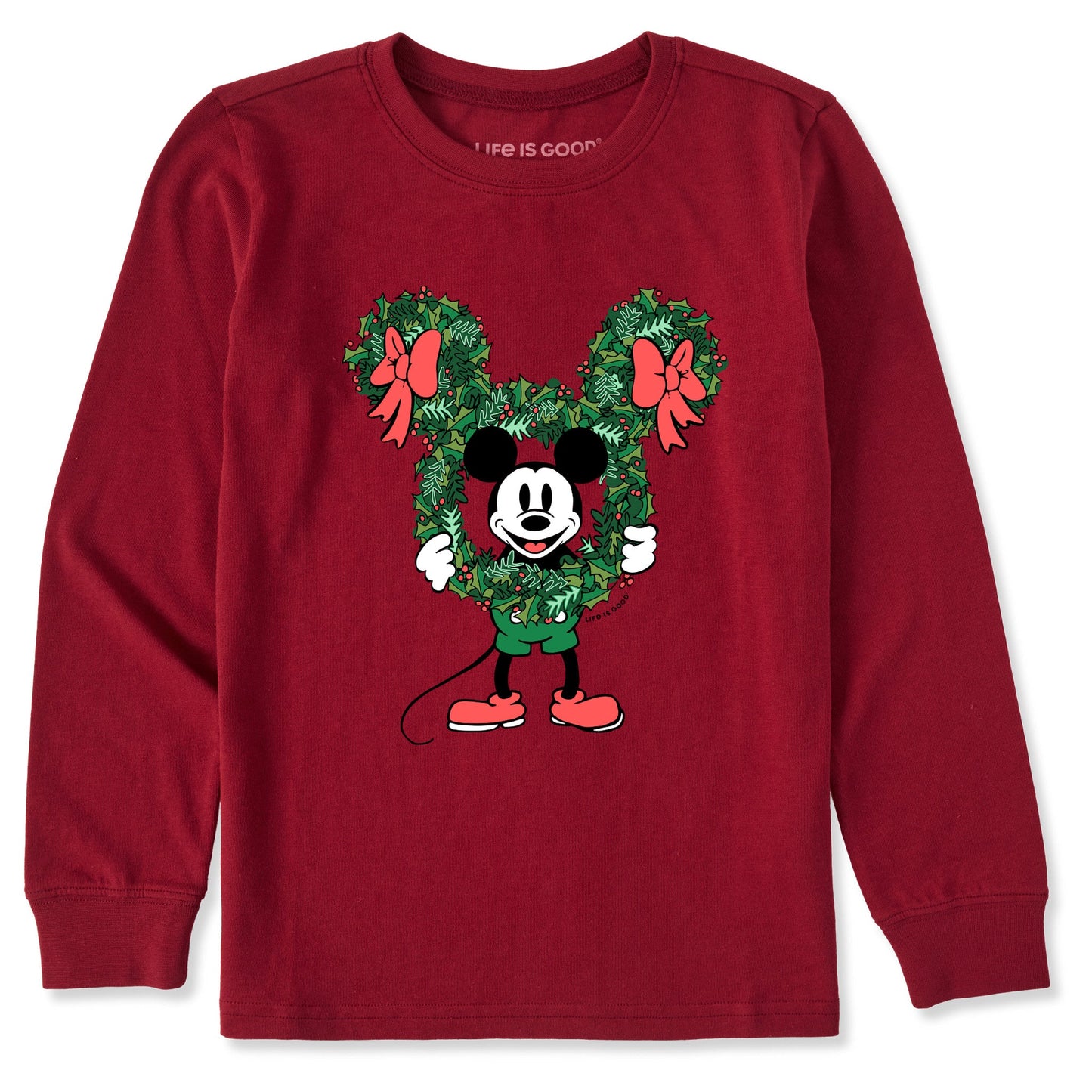 Kids Steamboat Willie Wreath Long Sleeve Crusher Tee