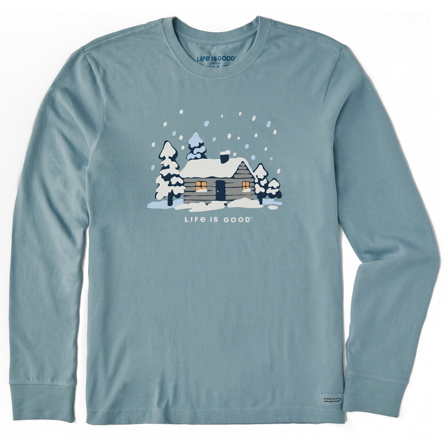 Men's Snowy Cabin in the Woods Long Sleeve Crusher Tee