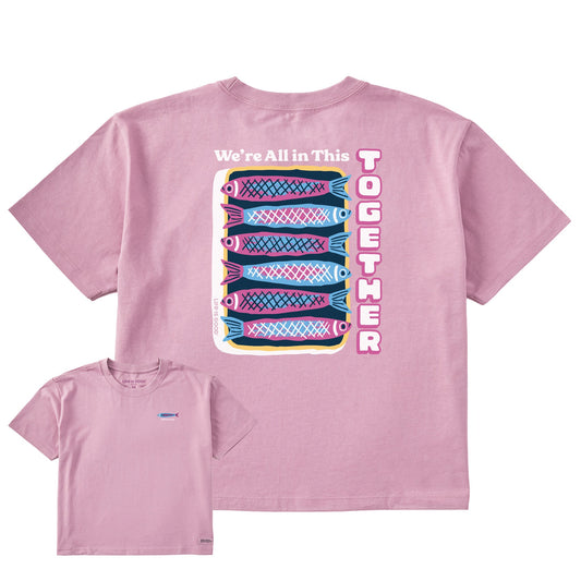 Women's We're All in This Together Fish Short Sleeve Crusher Boxy Tee