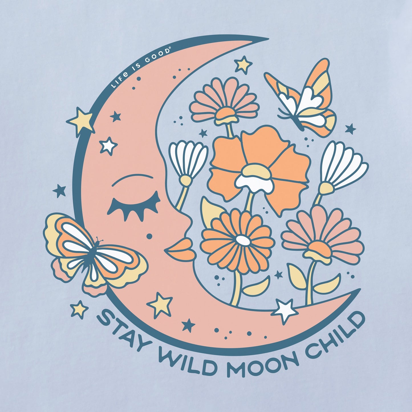 Women's Stay Wild Moon Child Flowers Short Sleeve Crusher Boxy Tee