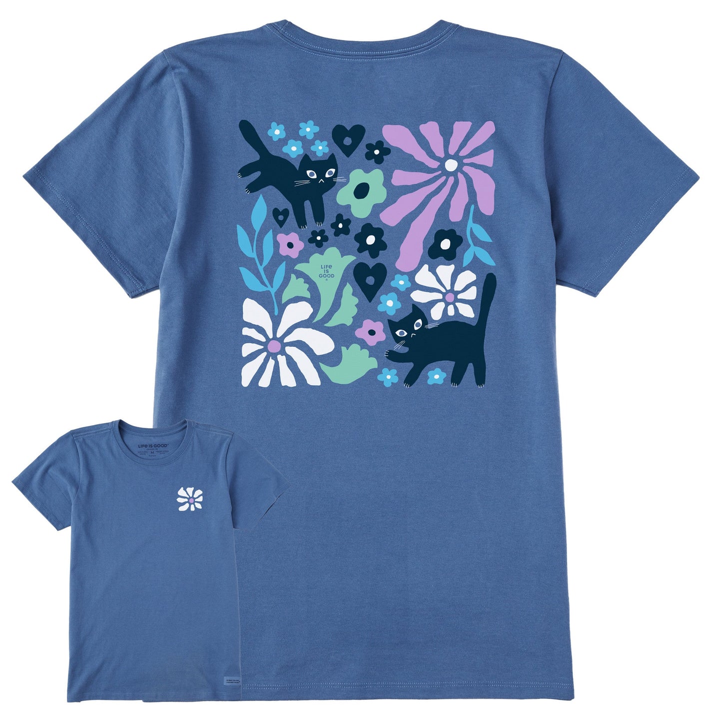 Women's Cats in Flower Field Short Sleeve Tee