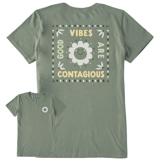 Women's Good Vibes are Contagious Sun Short Sleeve Crusher Tee