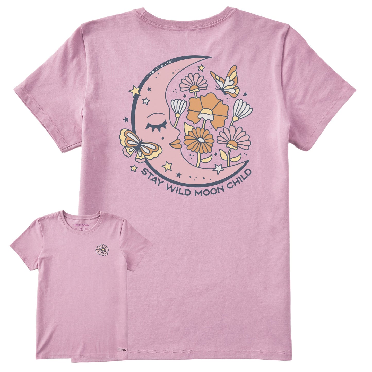 Women's Stay Wild Moon Child Flowers Short Sleeve Tee