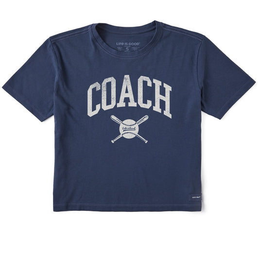 Women's Baseball Coach Short Sleeve Crusher Boxy Tee