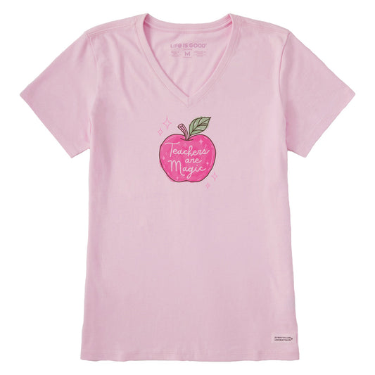 Women's Teachers are Magic Apple Short Sleeve Vee