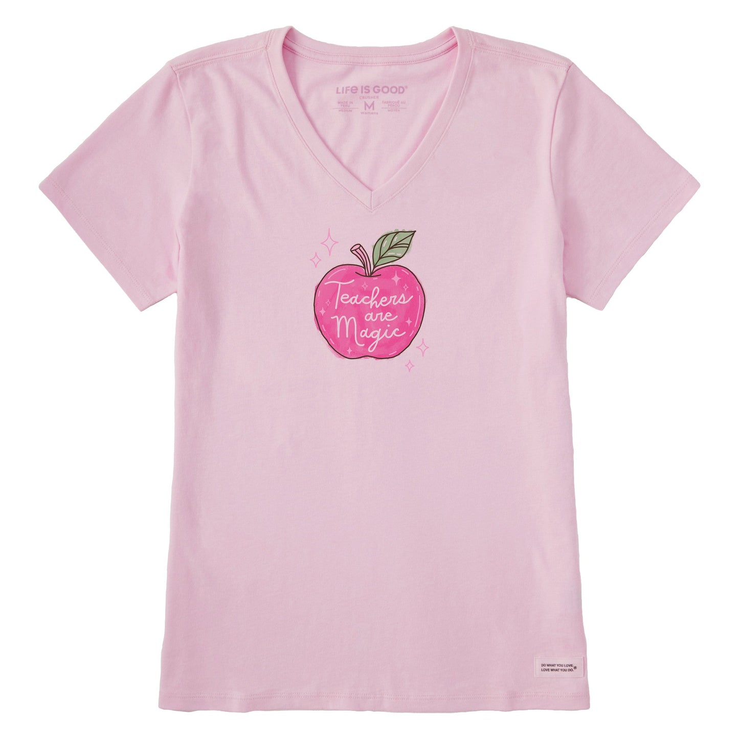 Women's Teachers are Magic Apple Short Sleeve Vee