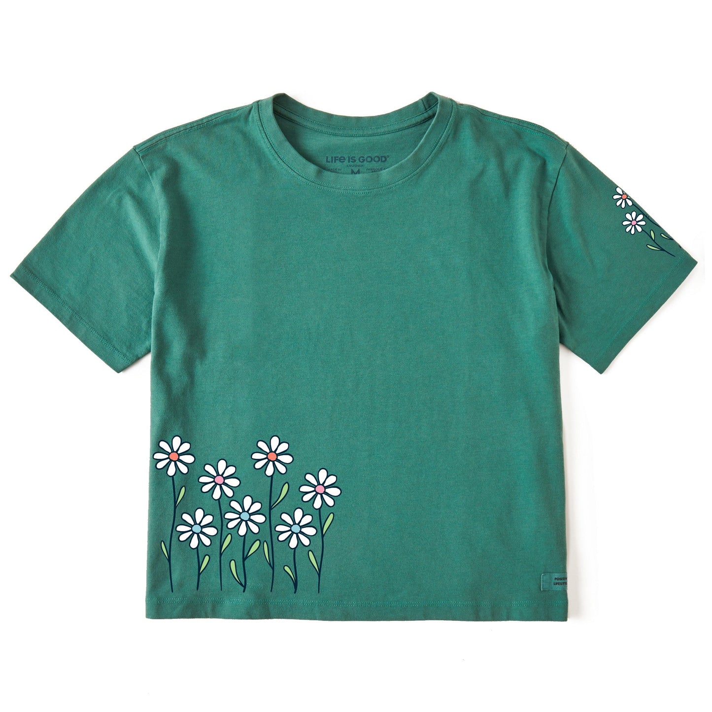 Women's Vintage Daisy Garden Short Sleeve Crusher Boxy Tee