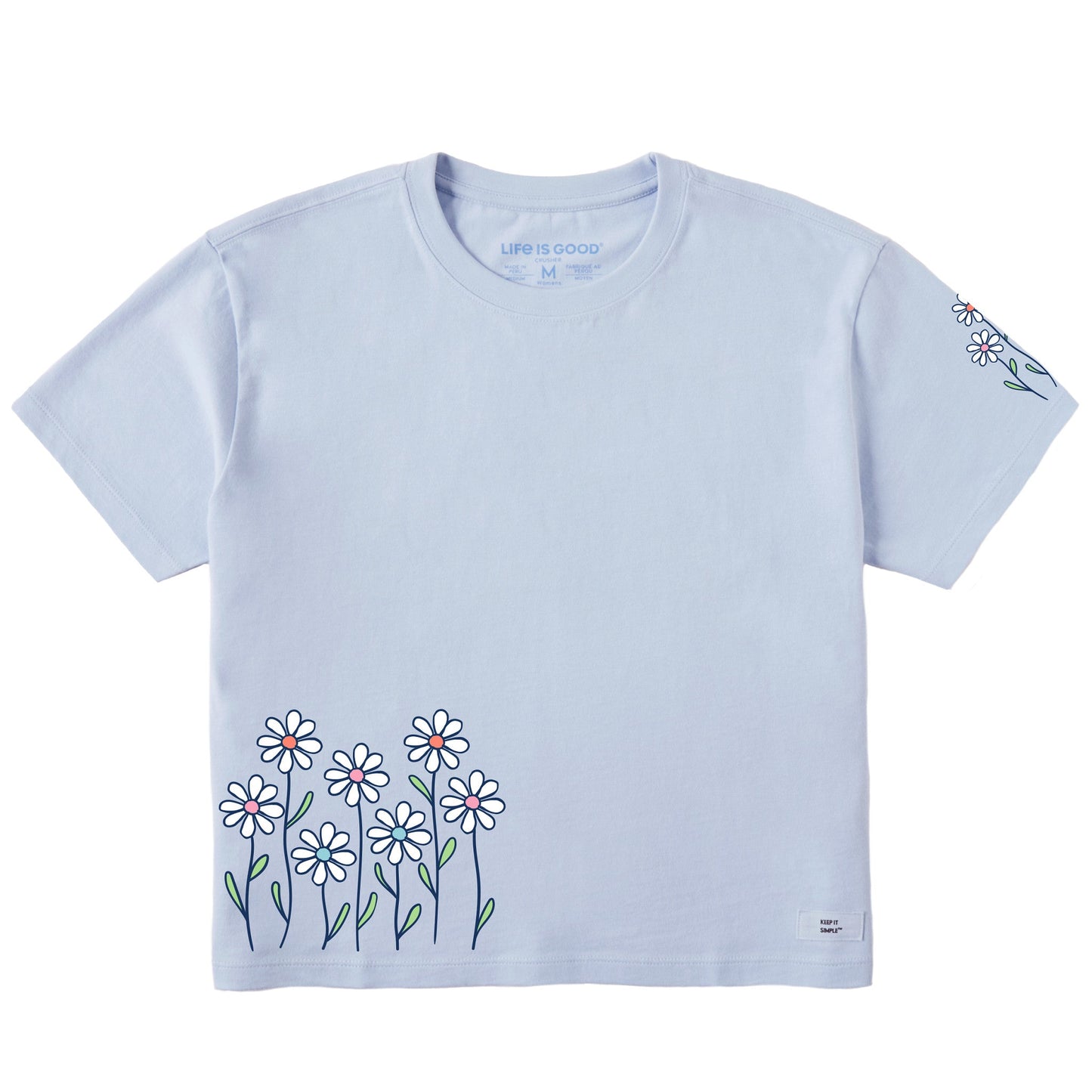 Women's Vintage Daisy Garden Short Sleeve Crusher Boxy Tee