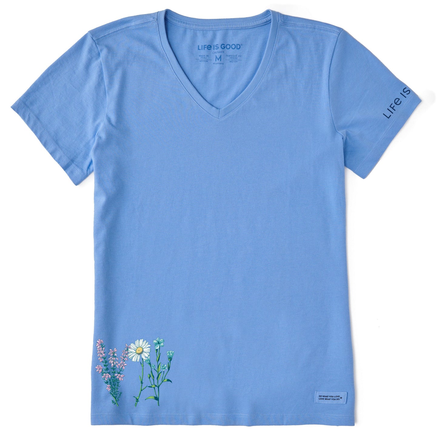 Women's Detailed Wildflower Garden Short Sleeve Crusher Vee