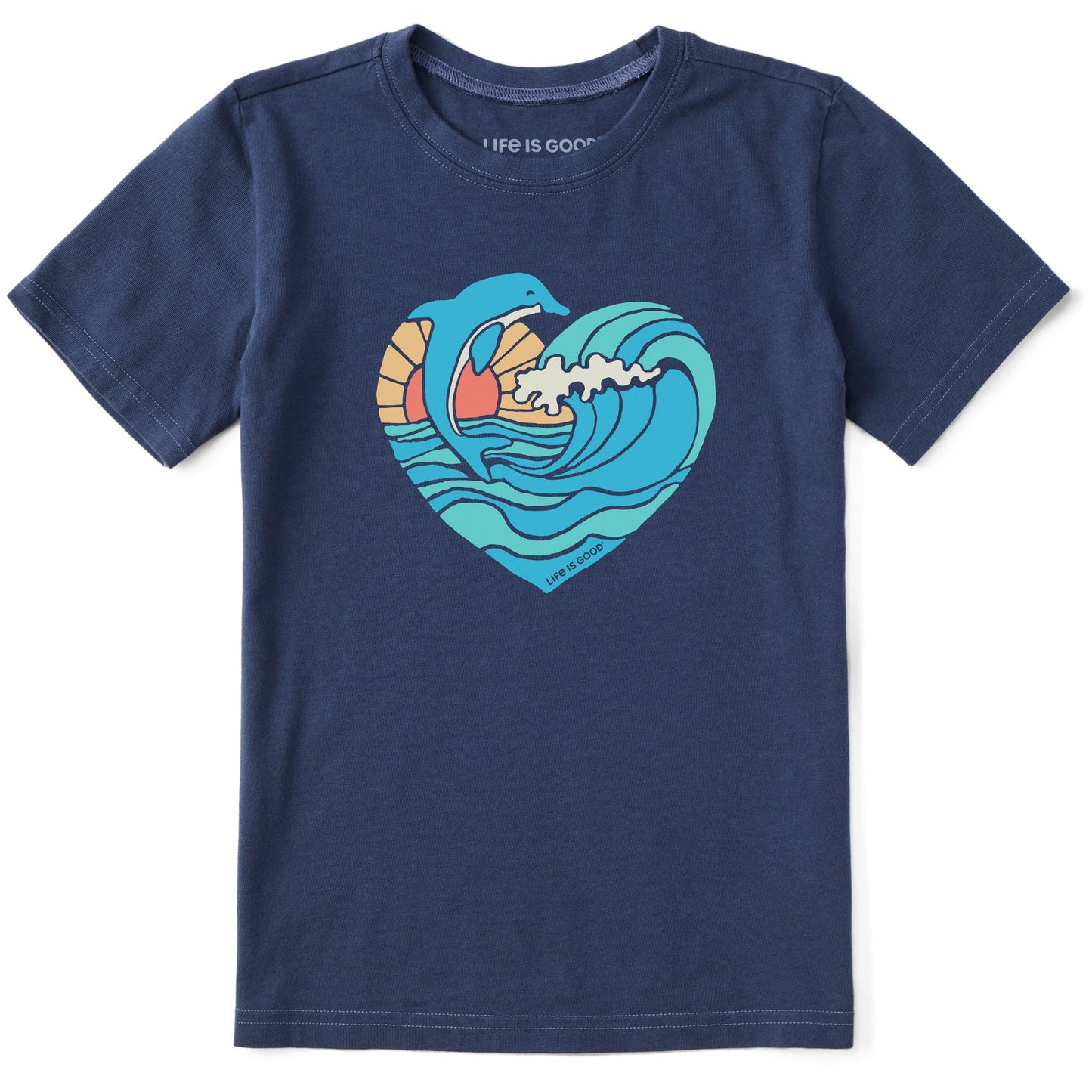 Kids Dolphin Wave Heart Short Sleeve Crusher Tee