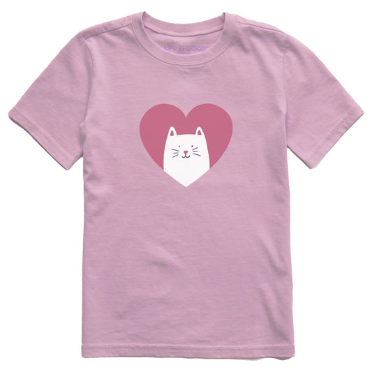 Kids Heart Cat Short Sleeve Crusher Tee