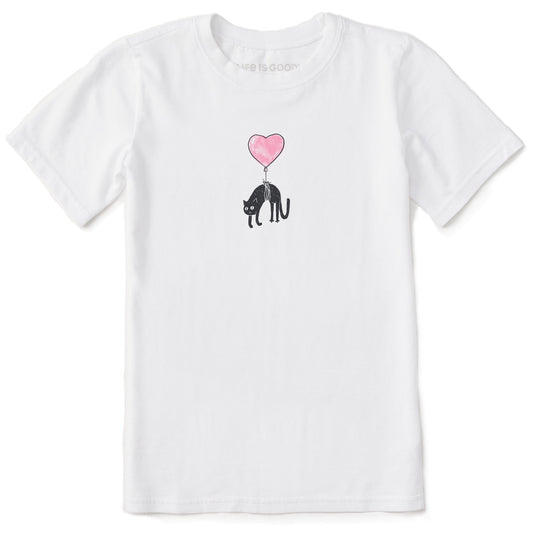 Kids Floating Kitty Balloon Short Sleeve Crusher Tee