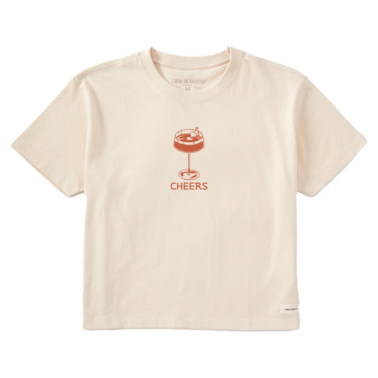 Women's Cheers Cocktail Short Sleeve Crusher Boxy Tee