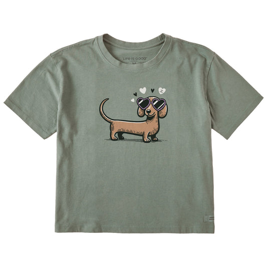 Women's Dachshund Love Short Sleeve Crusher Boxy Tee