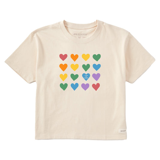 Women's Pride Hearts Short Sleeve Crusher Boxy Tee