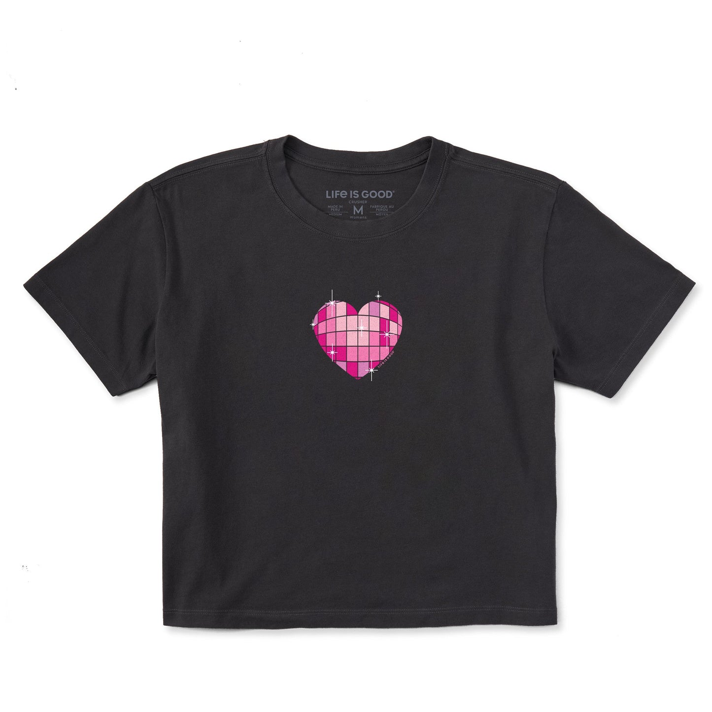 Women's Disco Heart Short Sleeve Crusher Boxy Tee