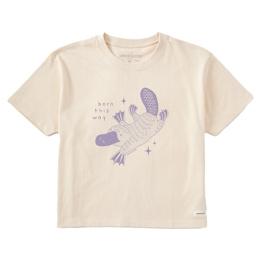 Women's Born This Way Platypus Short Sleeve Crusher Boxy Tee