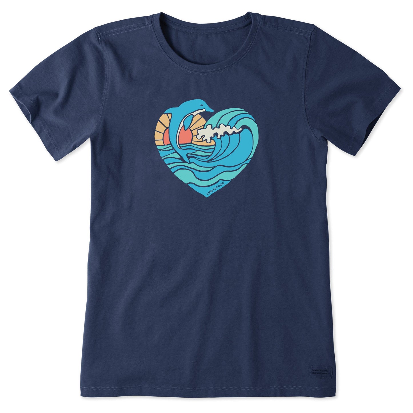 Women's Dolphin Wave Heart Short Sleeve Tee