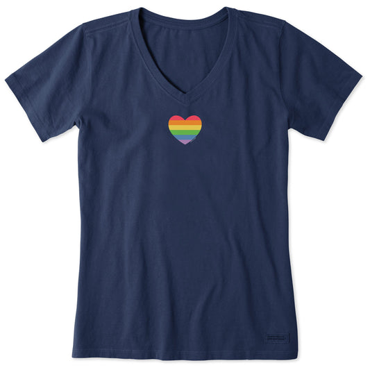 Women's Rainbow Pride Heart Short Sleeve Vee