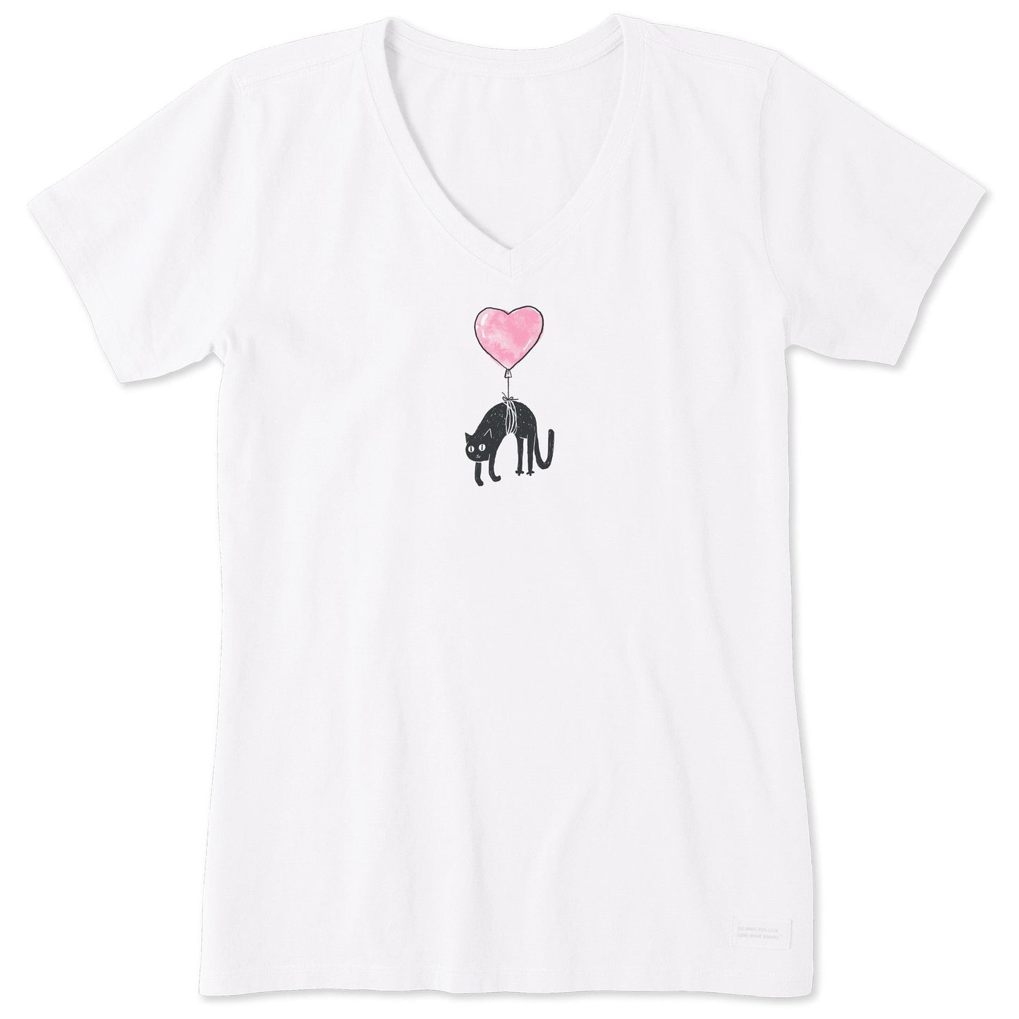 Women's Floating Kitty Balloon Short Sleeve Vee