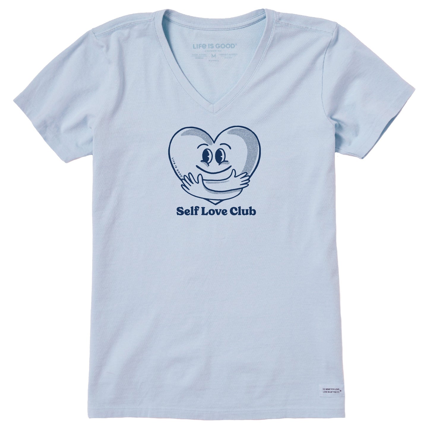 Women's Self Love Club Heart Short Sleeve Crusher Vee
